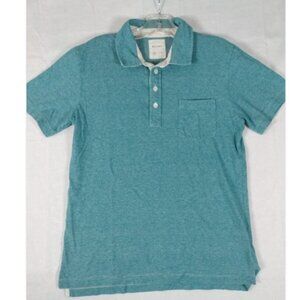 Billy Reid Polo Men's Medium Blue-Green Fine Striped Preppy Cotton Blend Pocket